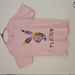 PLAYBOY pink with Spring tie-dye colors bunny logo Lrg.